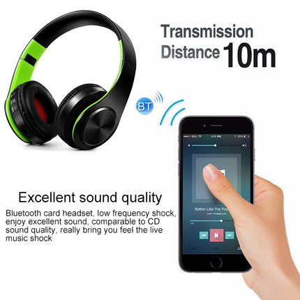 LPT660 Wireless Folding Sports Stereo Music Bluetooth Phones Earphones Support TF Card (Green)-garmade.com