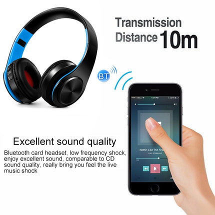 LPT660 Wireless Folding Sports Stereo Music Bluetooth Phones Earphones Support TF Card (Blue)-garmade.com