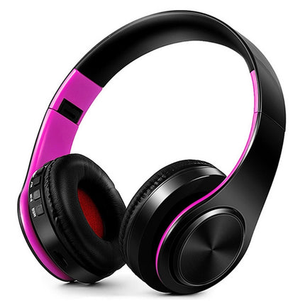 LPT660 Wireless Folding Sports Stereo Music Bluetooth Phones Earphones Support TF Card (Rose Red)-garmade.com
