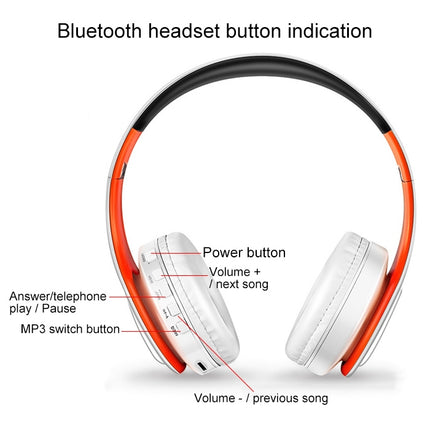 LPT660 Wireless Folding Sports Stereo Music Bluetooth Phones Earphones Support TF Card (Orange)-garmade.com