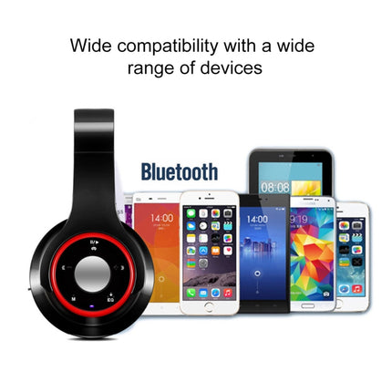 SG-8 Bluetooth 4.0 + EDR Headphones Wireless Over-ear TF Card FM Radio Stereo Music Headset with Mic (Rose Red)-garmade.com
