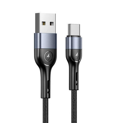 USAMS US-SJ449 U55 2A Type-C / USB-C Aluminum Alloy Weave Charging Cable, Length:1m (Black)-garmade.com