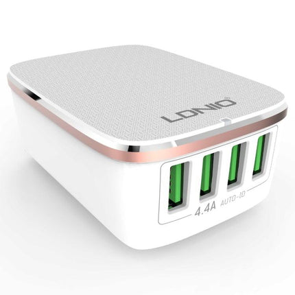 LDNIO A4404 4.4A 4 x USB Ports Smart Travel Charger, EU Plug-garmade.com