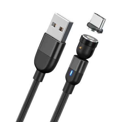 1m 3A Output USB to USB-C / Type-C 540 Degree Rotating Magnetic Data Sync Charging Cable (Black)-garmade.com