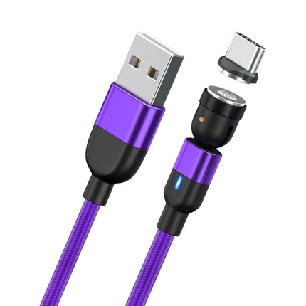 1m 3A Output USB to USB-C / Type-C 540 Degree Rotating Magnetic Data Sync Charging Cable (Purple)-garmade.com