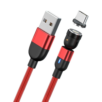 1m 3A Output USB to USB-C / Type-C 540 Degree Rotating Magnetic Data Sync Charging Cable (Red)-garmade.com