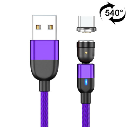 2m 3A Output USB to USB-C / Type-C 540 Degree Rotating Magnetic Data Sync Charging Cable (Purple)-garmade.com