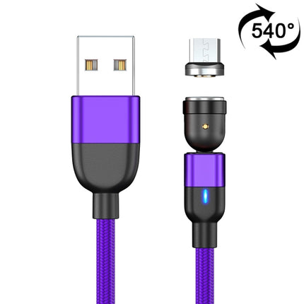 1m 3A Output USB to Micro USB 540 Degree Rotating Magnetic Data Sync Charging Cable (Purple)-garmade.com