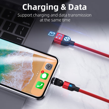 1m 3A Output USB to Micro USB 540 Degree Rotating Magnetic Data Sync Charging Cable (Red)-garmade.com