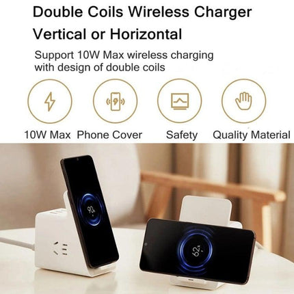 Original Xiaomi 10W Vertical Wireless Charger Socket with 3 USB Ports & Power Switch, Cable Length: 1.5m, CN Plug (White)-garmade.com