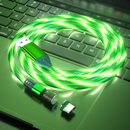2.4A USB to USB-C / Type-C 540 Degree Bendable Streamer Magnetic Data Cable, Cable Length: 1m (Green)-garmade.com