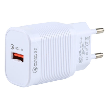 LZ-728 2 in 1 18W QC 3.0 USB Interface Travel Charger + USB to USB-C / Type-C Data Cable Set, EU Plug, Cable Length: 1m(White)-garmade.com