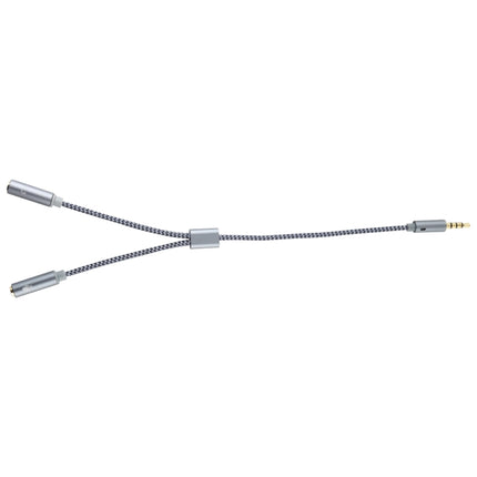 HY191 2 in 1 3.5mm Male to Microphone + Audio Female Braided Audio Cable, Length: 26cm-garmade.com