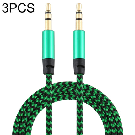 3 PCS K10 3.5mm Male to Male Nylon Braided Audio Cable, Length: 1m(Green)-garmade.com