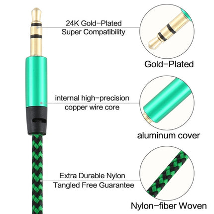 3 PCS K10 3.5mm Male to Male Nylon Braided Audio Cable, Length: 1m(Green)-garmade.com