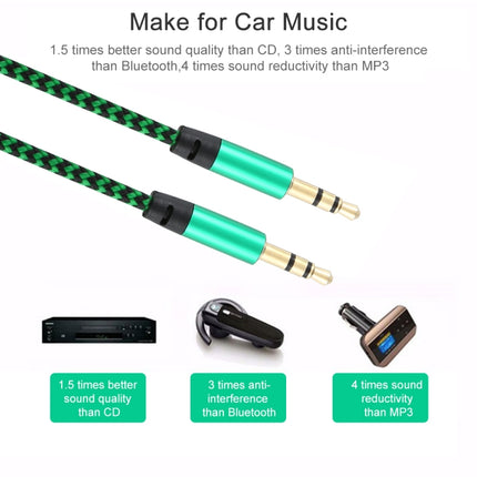 3 PCS K10 3.5mm Male to Male Nylon Braided Audio Cable, Length: 1m(Green)-garmade.com