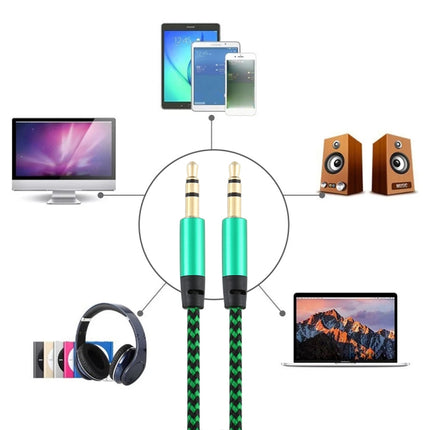 3 PCS K10 3.5mm Male to Male Nylon Braided Audio Cable, Length: 1m(Green)-garmade.com