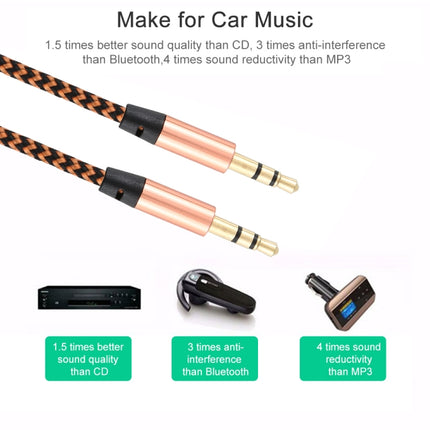3 PCS K10 3.5mm Male to Male Nylon Braided Audio Cable, Length: 1m(Gold)-garmade.com