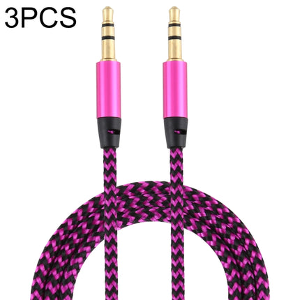 3 PCS K10 3.5mm Male to Male Nylon Braided Audio Cable, Length: 1m(Rose Red)-garmade.com