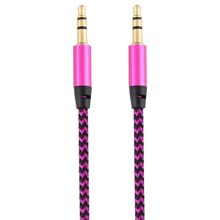 3 PCS K10 3.5mm Male to Male Nylon Braided Audio Cable, Length: 1m(Rose Red)-garmade.com