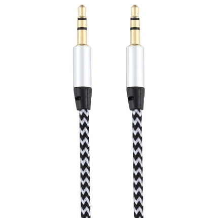 3 PCS K10 3.5mm Male to Male Nylon Braided Audio Cable, Length: 1m(Silver)-garmade.com