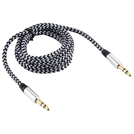 3 PCS K10 3.5mm Male to Male Nylon Braided Audio Cable, Length: 1m(Silver)-garmade.com
