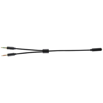 YH192 2 in 1 3.5mm Female to Microphone + Audio Male Braided Audio Cable, Length: 22cm (Black)-garmade.com
