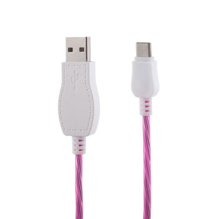 LED Flowing Light 1m USB A to Type-C Data Sync Charge Cable, For Galaxy, Huawei, Xiaomi, LG, HTC and Other Smart Phones(Magenta)-garmade.com