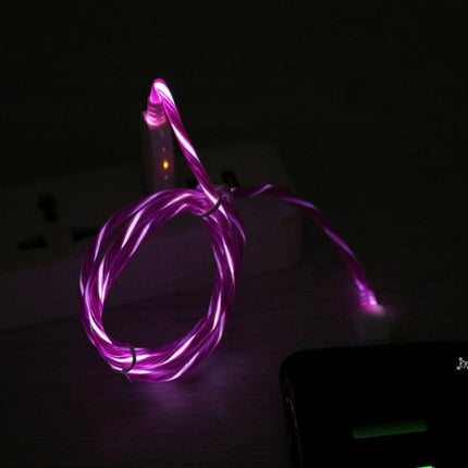 LED Flowing Light 1m USB A to Type-C Data Sync Charge Cable, For Galaxy, Huawei, Xiaomi, LG, HTC and Other Smart Phones(Magenta)-garmade.com