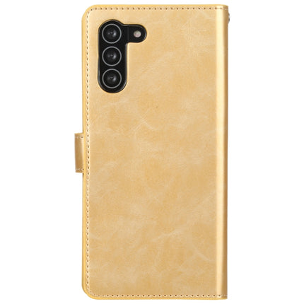 For Samsung Galaxy S21 5G GOOSPERY Mansoor Series Crazy Horse Texture Horizontal Flip Leather Case With Bracket & Card Slot & Wallet (Gold)-garmade.com