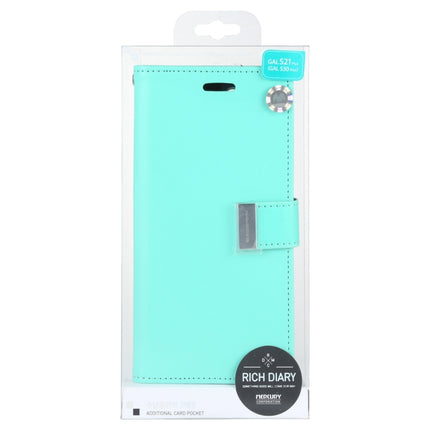 For Samsung Galaxy S21 5G GOOSPERY RICH DIARY PU + TPU Crazy Horse Texture Horizontal Flip Leather Case with Card Slots & Wallet (Mint Green)-garmade.com