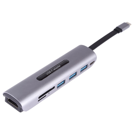 V157A 7 in 1 USB-C / Type-C to PD + USB 3.0 x 3 + SD + TF + HDMI Ports HUB Docking Station & Cardreader-garmade.com