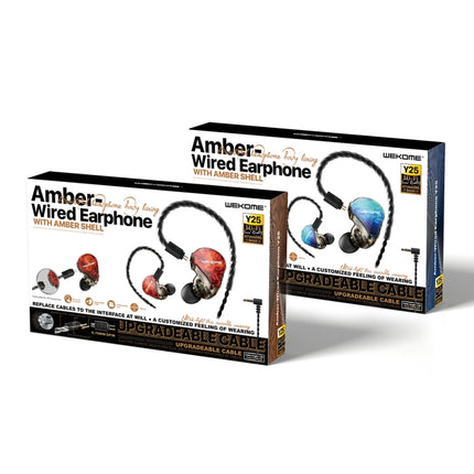 WK Y25 Amber Bluetooth + 3.5mm Elbow Plug Dual-purpose Ear-mounted Wired Earphone (Red)-garmade.com