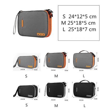 Multi-functional Headphone Charger Data Cable Storage Bag Portable Power Pack, Size: L, 25 x 18 x 7cm (Grey)-garmade.com