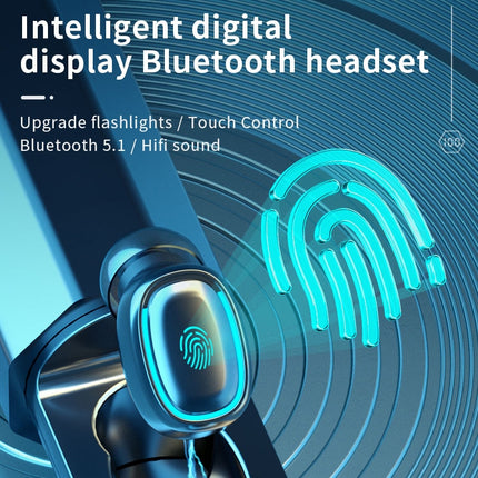 C1 Bluetooth 5.0 TWS Touch Polygonal Digital Display True Wireless Bluetooth Earphone with Charging Box(Black)-garmade.com
