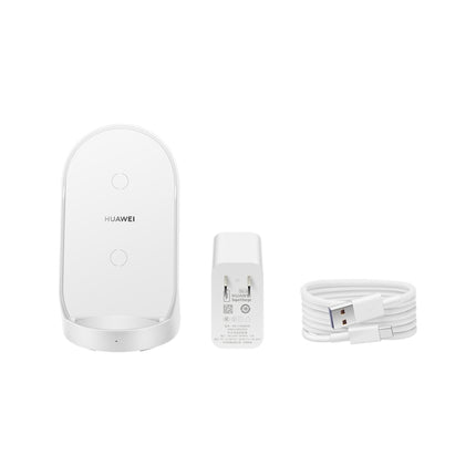 Original Huawei CP62R 50W Max Qi Standard Super Fast Charging Vertical Wireless Charger Stand with Type-C Cable + Adapter Set (White)-garmade.com