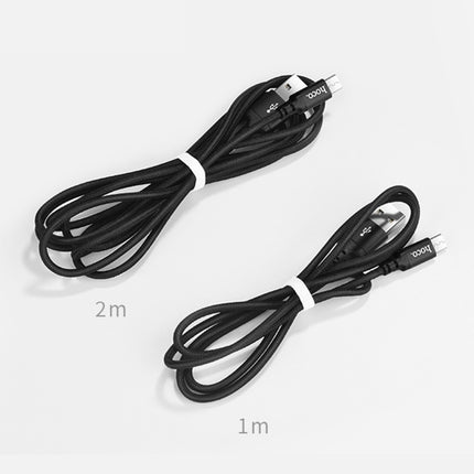 hoco X14 1m Nylon Braided Aluminium Alloy Micro USB to USB Data Sync Charging Cable(Black)-garmade.com