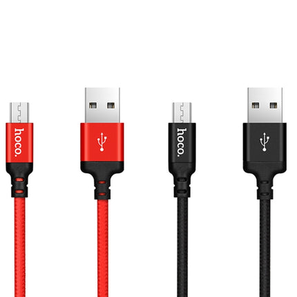hoco X14 1m Nylon Braided Aluminium Alloy Micro USB to USB Data Sync Charging Cable(Red)-garmade.com