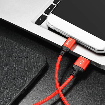hoco X14 1m Nylon Braided Aluminium Alloy USB-C / Type-C to USB Data Sync Charging Cable(Red)-garmade.com