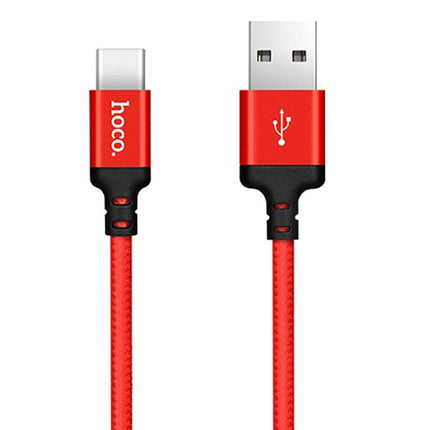 hoco X14 2m Nylon Braided Aluminium Alloy USB-C / Type-C to USB Data Sync Charging Cable(Red)-garmade.com