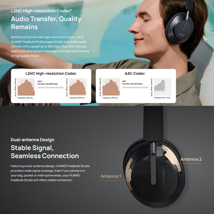 Original HUAWEI FreeBuds Studio Dynamic Noise Cancelling Bluetooth 5.2 Wireless Headset(Gold)-garmade.com