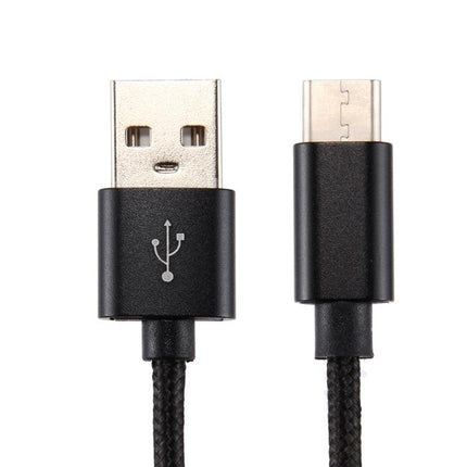 Knit Texture USB to USB-C / Type-C Data Sync Charging Cable, Cable Length: 1m, 3A Total Output, 2A Transfer Data(Black)-garmade.com