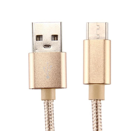 Knit Texture USB to USB-C / Type-C Data Sync Charging Cable, Cable Length: 1m, 3A Total Output, 2A Transfer Data(Gold)-garmade.com