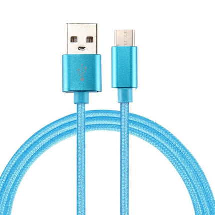 Knit Texture USB to USB-C / Type-C Data Sync Charging Cable, Cable Length: 1m, 3A Total Output, 2A Transfer Data(Blue)-garmade.com