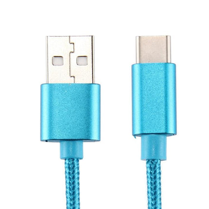 Knit Texture USB to USB-C / Type-C Data Sync Charging Cable, Cable Length: 1m, 3A Total Output, 2A Transfer Data(Blue)-garmade.com