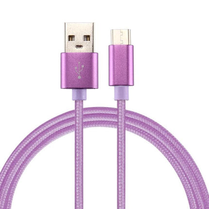 Knit Texture USB to USB-C / Type-C Data Sync Charging Cable, Cable Length: 1m, 3A Total Output, 2A Transfer Data(Purple)-garmade.com