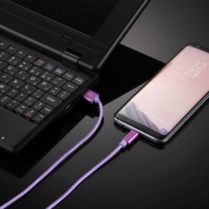 Knit Texture USB to USB-C / Type-C Data Sync Charging Cable, Cable Length: 1m, 3A Total Output, 2A Transfer Data(Purple)-garmade.com