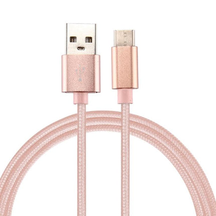Knit Texture USB to USB-C / Type-C Data Sync Charging Cable, Cable Length: 1m, 3A Total Output, 2A Transfer Data(Rose Gold)-garmade.com