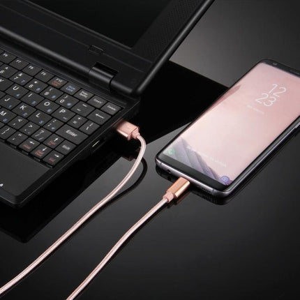 Knit Texture USB to USB-C / Type-C Data Sync Charging Cable, Cable Length: 1m, 3A Total Output, 2A Transfer Data(Rose Gold)-garmade.com