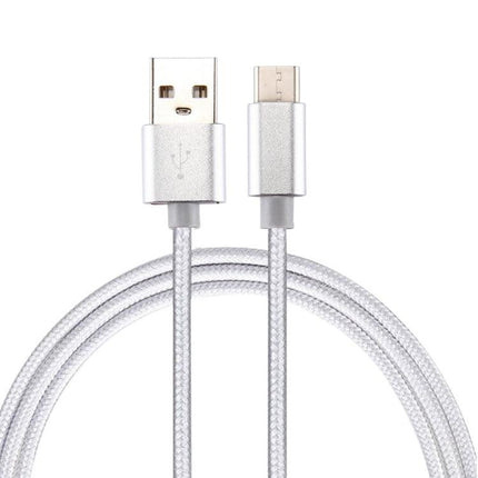 Knit Texture USB to USB-C / Type-C Data Sync Charging Cable, Cable Length: 1m, 3A Total Output, 2A Transfer Data(Silver)-garmade.com